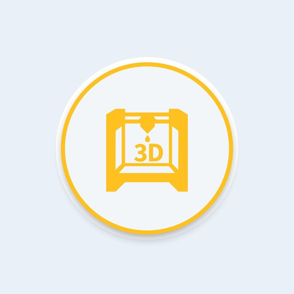 3D-printerpictogram, additive manufacturing, 3D-printsymbool, rond pictogram, vectorillustratie vector