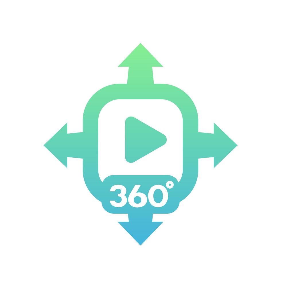 360 graden video vector pictogram op wit
