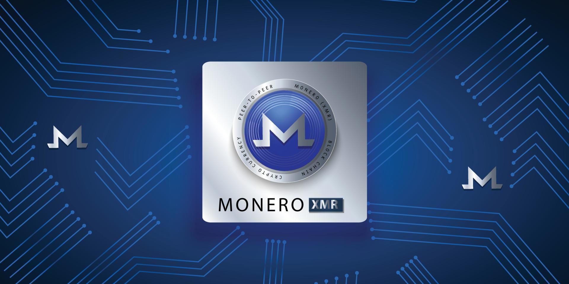 monero xmr cryptocurrency-logo op een futuristische technische achtergrond vector