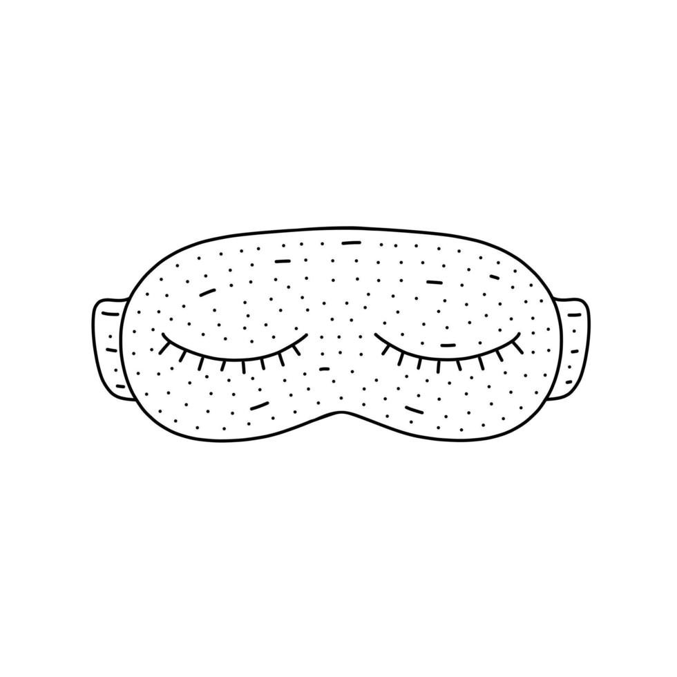 hand getrokken oogmasker icoon in doodle stijl. cartoon oogmasker vector pictogram voor webdesign geïsoleerd op een witte achtergrond.
