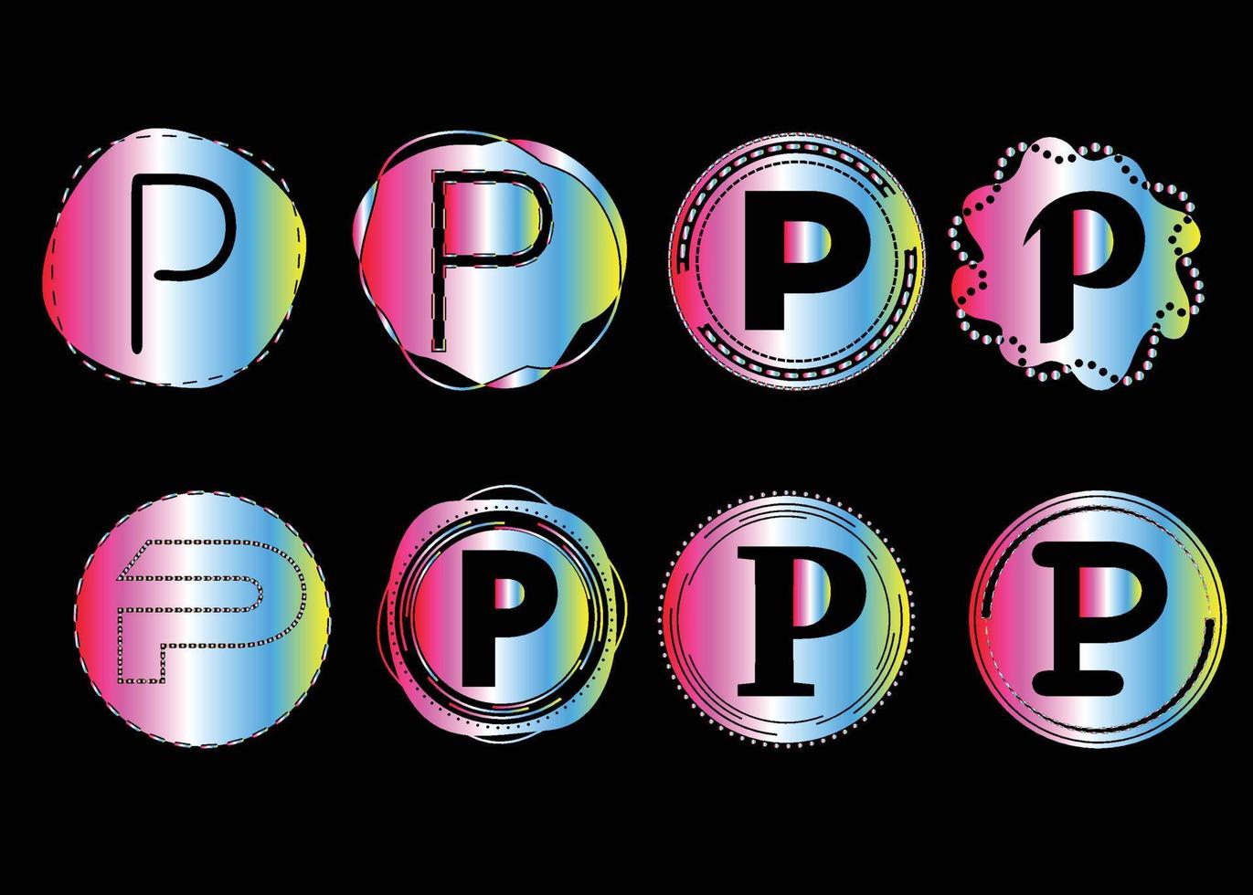 p brief logo en pictogram ontwerp bundel vector