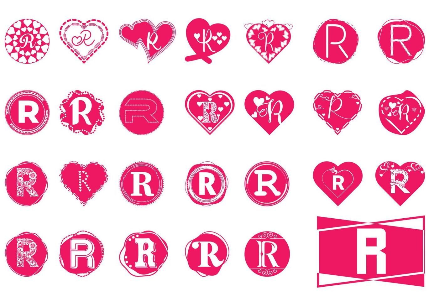 r letter logo en pictogramontwerpbundel vector