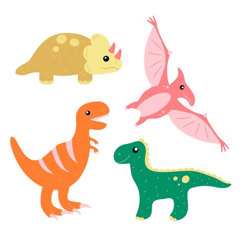 Hand getrokken schattige verzameling van dinosaurussen collectie vector