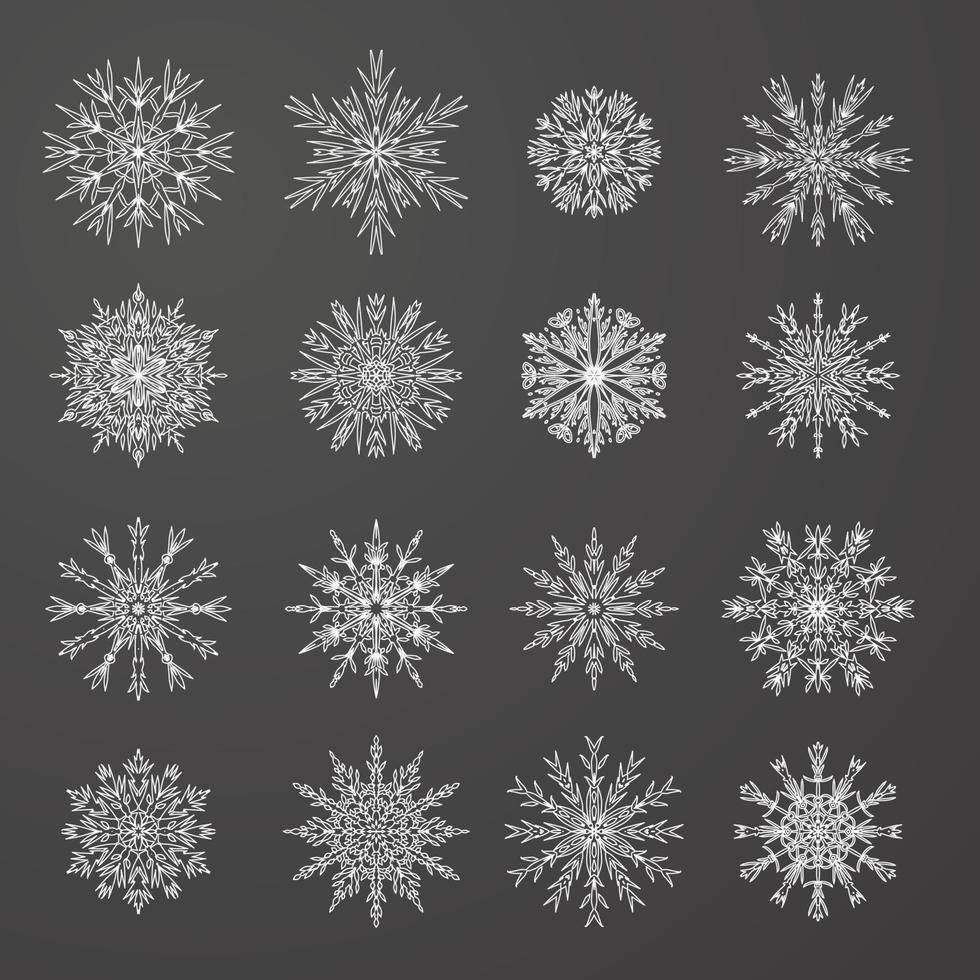 set 9 blauwe verschillende sneeuwvlokken vector