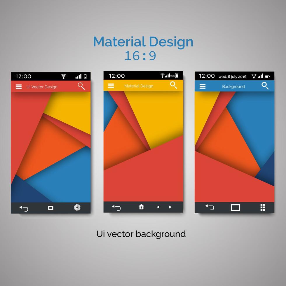 set van ui materiaal ontwerp achtergrond. vector