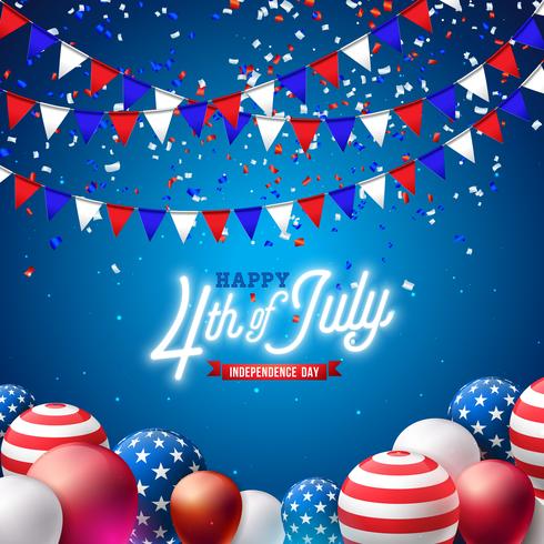 4 juli Independence Day van de VS Vector Illustratie. Fourth of July American national Celebration Design