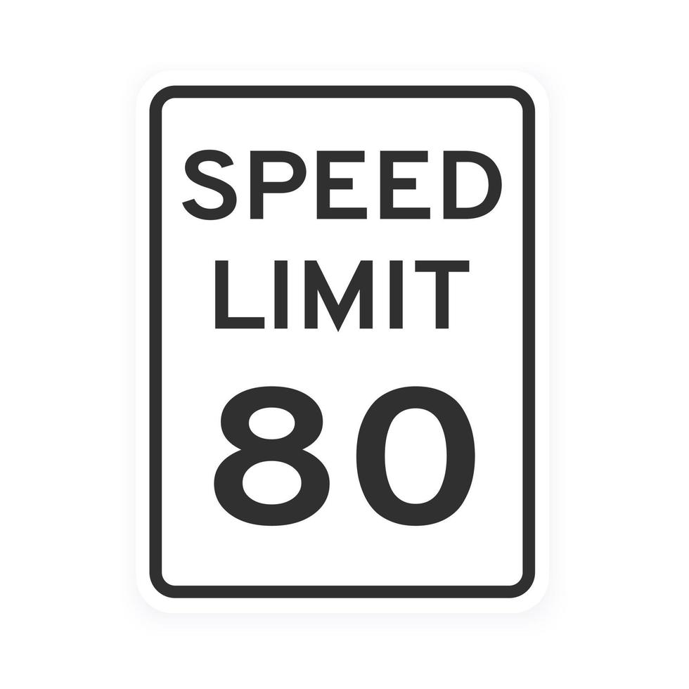 snelheidslimiet 80 wegverkeer pictogram teken vlakke stijl ontwerp vectorillustratie vector