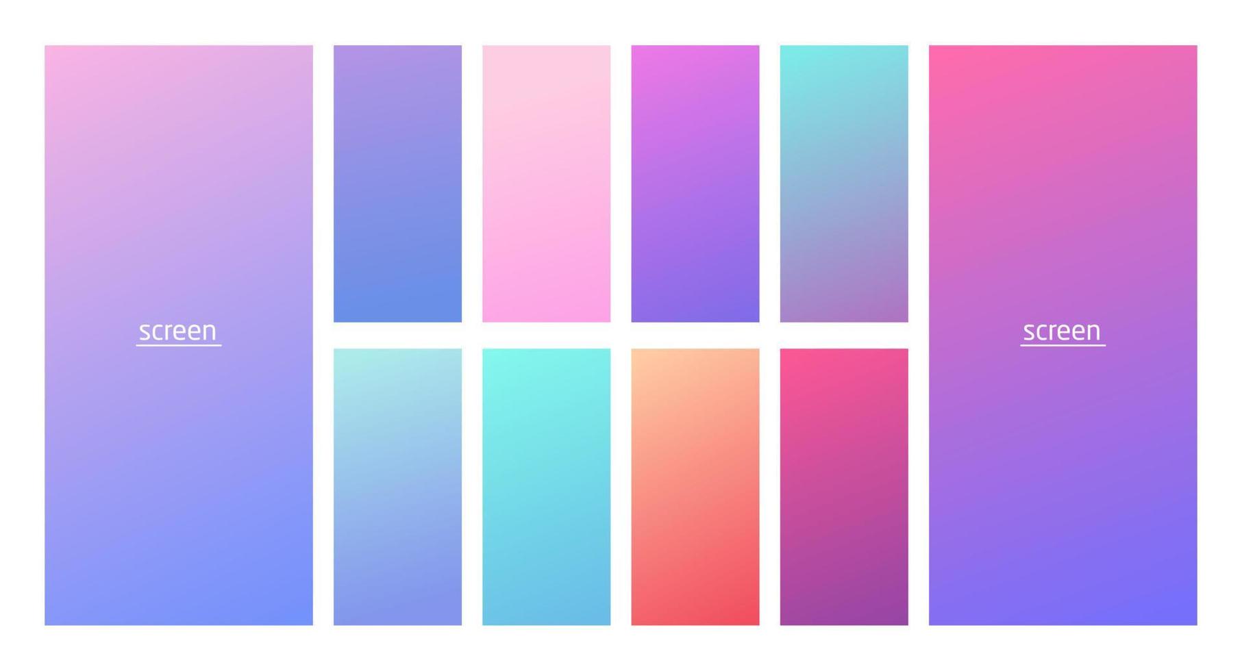 pastel gradiënt soepele en levendige zachte kleur achtergrond set. vector