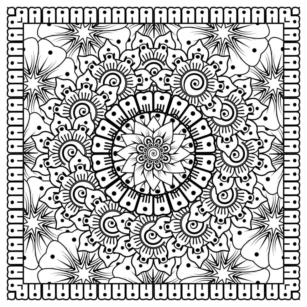 cirkelvormig patroon in de vorm van mandala voor henna, mehndi, tatoeage, decoratie. decoratief ornament in etnische oosterse stijl. kleurboek pagina. vector