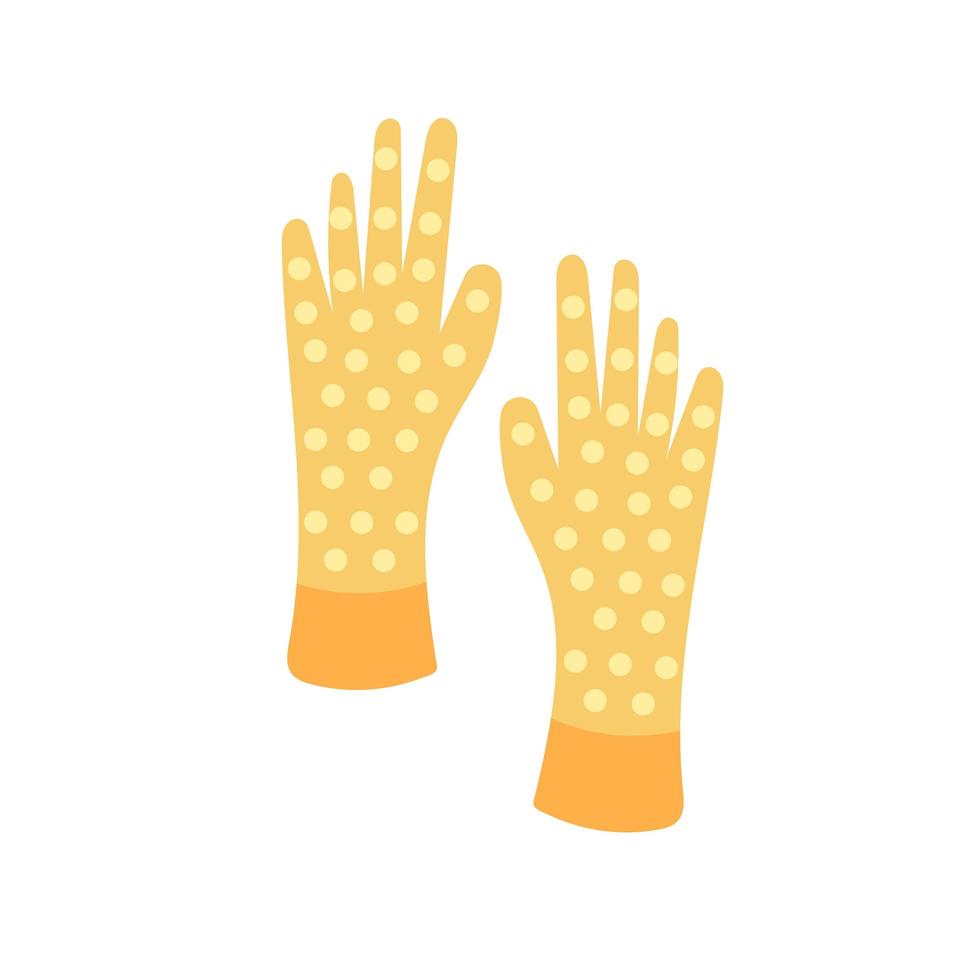 tuinhandschoenen geïsoleerd pictogram. gele handschoenen met witte stippen. platte vector