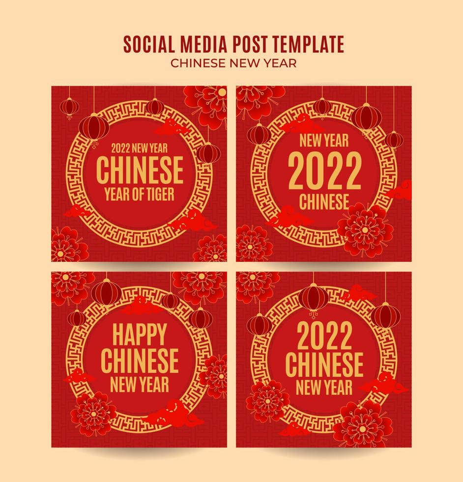 vierkant chinees nieuwjaar 2022 webbanner instagram postsjabloon vector