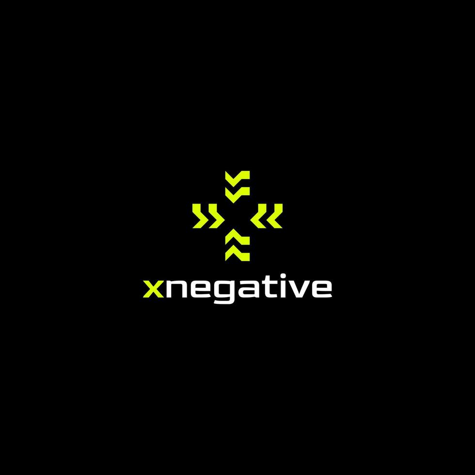 geel x negatief eenvoudig logo-ontwerp vector