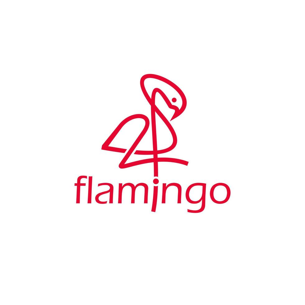 dier logo flamingo vogel schoonheid lijntekeningen roze kleur vector