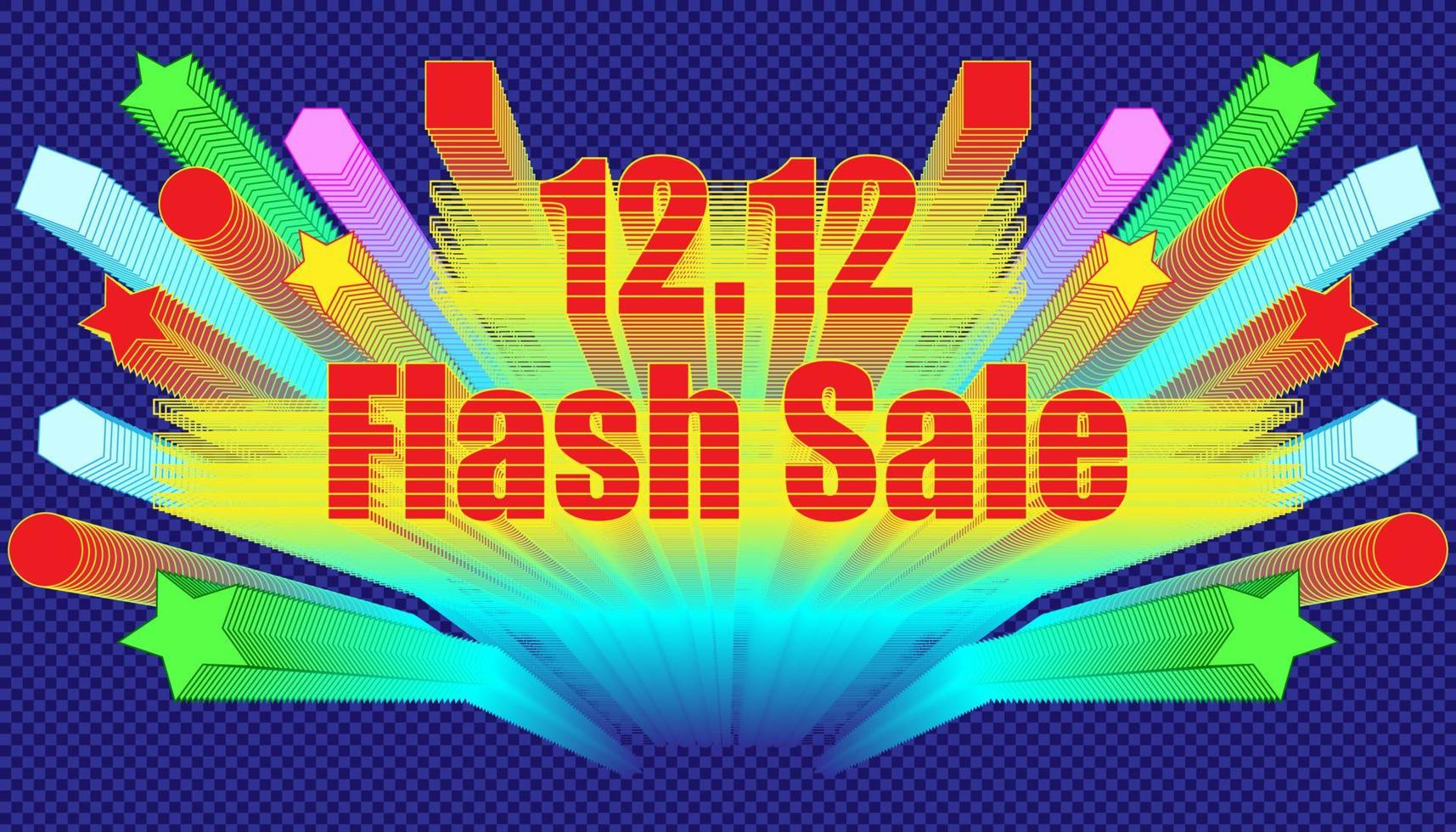 12.12 flash sale-effect mix retro-stijl. geruite blauwe kleur achtergrondstijl. vector illustratie eps10
