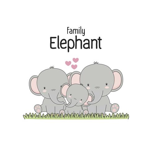 Elephant Family Father Moeder en baby. Vector illustratie.