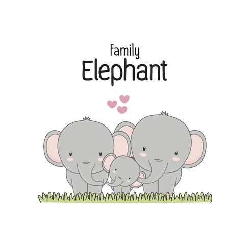 Elephant Family Father Moeder en baby. Vector illustratie.