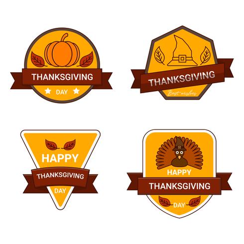 Thanksgiving decoratie belettering invintation badge ontwerp. Happy Thanksgiving-feest. vector