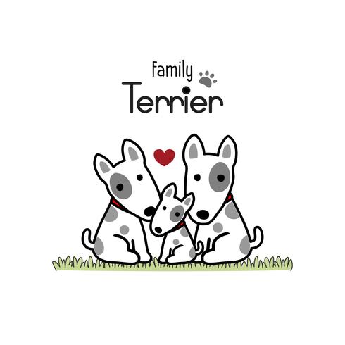 Terrier Dog Family Father Mother and Newborn Baby. vector