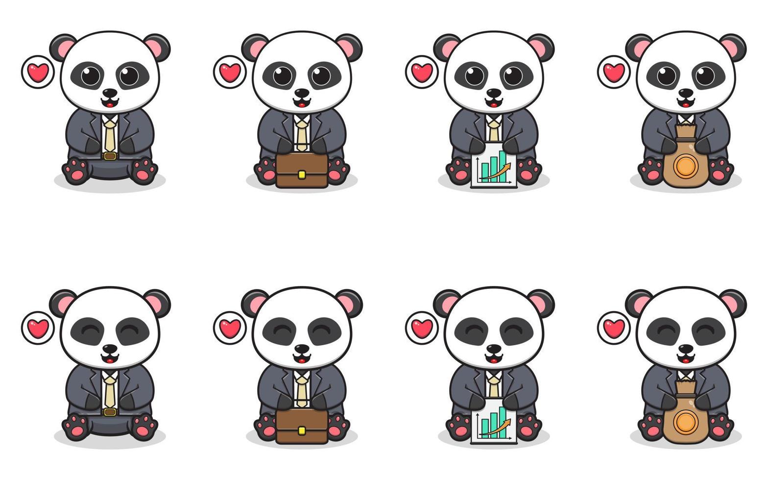 vectorillustratie van schattige panda aanbrengen met zakenman kostuum vector