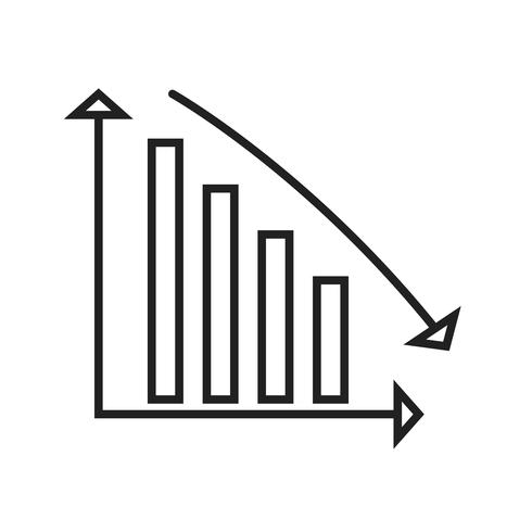 Aflopend balkje Lijn zwart pictogram vector