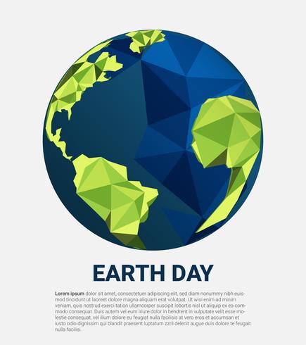 Red Earth Planet en de wereld. Wereld milieu dag concept. geometrische groene aarde. vector