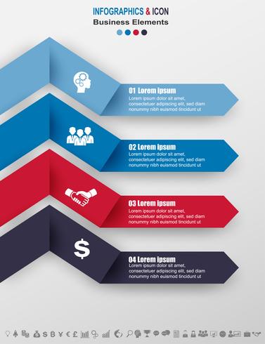 Infographic zakelijke tijdlijn proces grafieksjabloon. marketingpictogrammen kunnen worden gebruikt voor de werkstroomlay-out, rapportage,. Bedrijfsconcept met 4 opties, stappen of processen. Vector