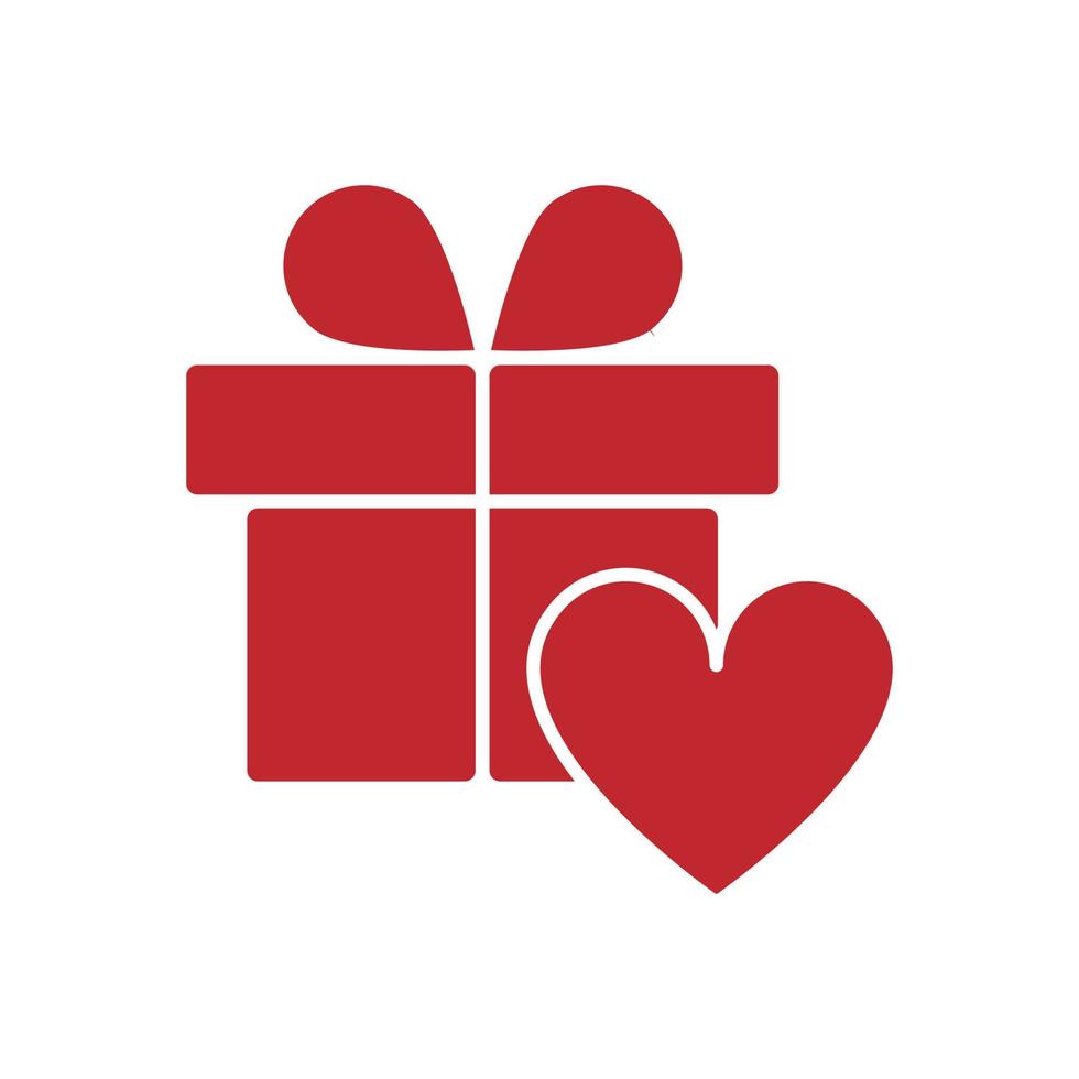 geschenkdoos hart pictogram, plat ontwerp vector