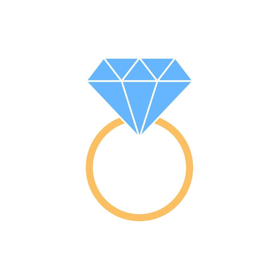 valentijnsdag diamanten ring plat pictogram vector
