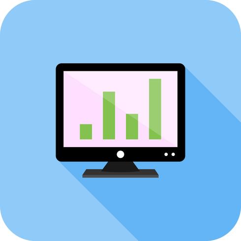 Analyse op scherm Flat Long Shadow Icon vector