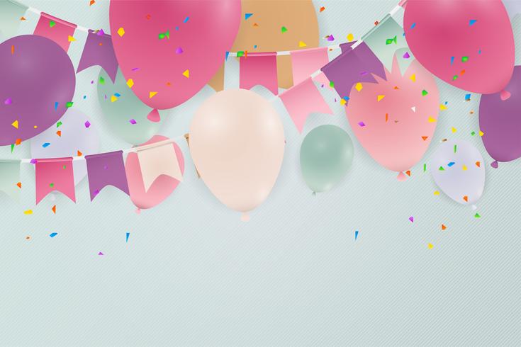 Verjaardag of gelukkige verjaardag viering achtergrond met ballonnen. Illustratie. vector