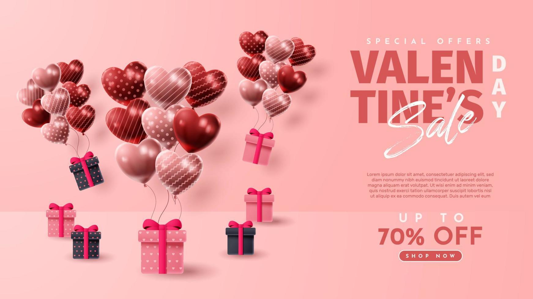 Valentijnsdag 3D-productpresentatie voor banner, reclame en zaken. vector illustratie