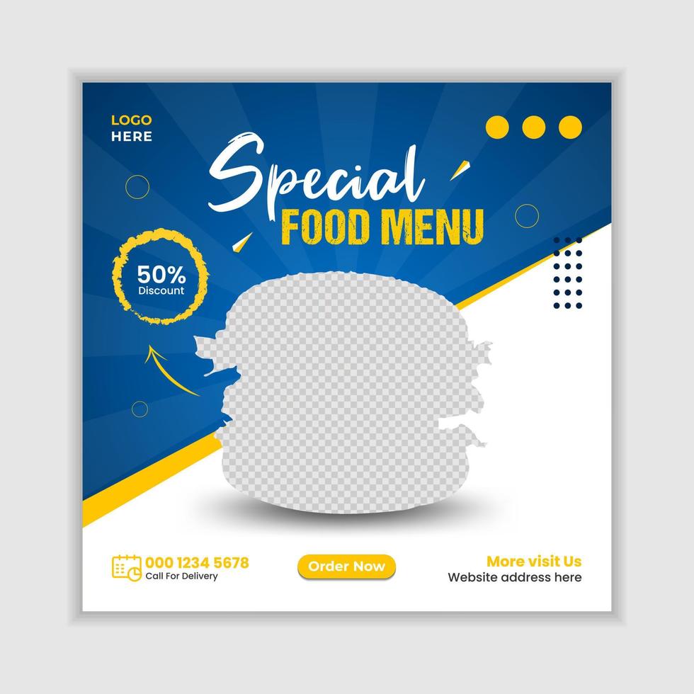 speciaal voedselmenu social media postbannersjabloon vector