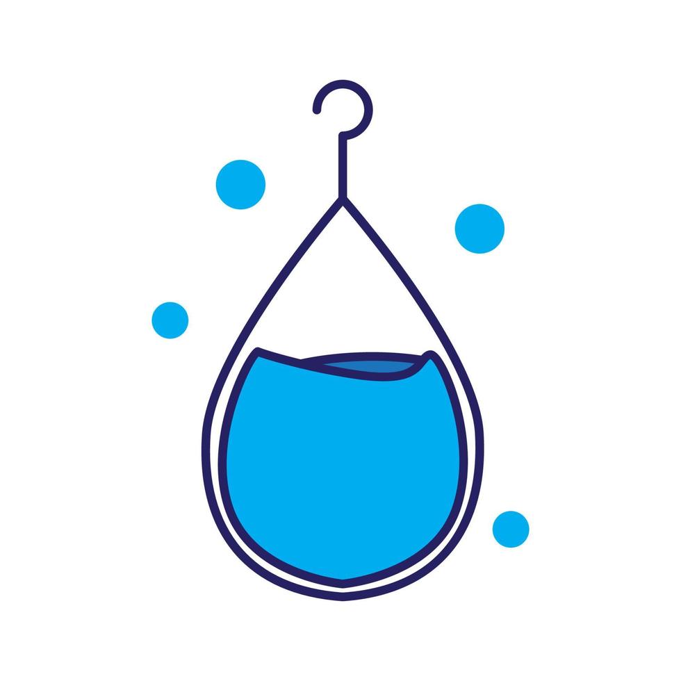 druppel water met hanger doek logo symbool pictogram vector grafisch ontwerp illustratie