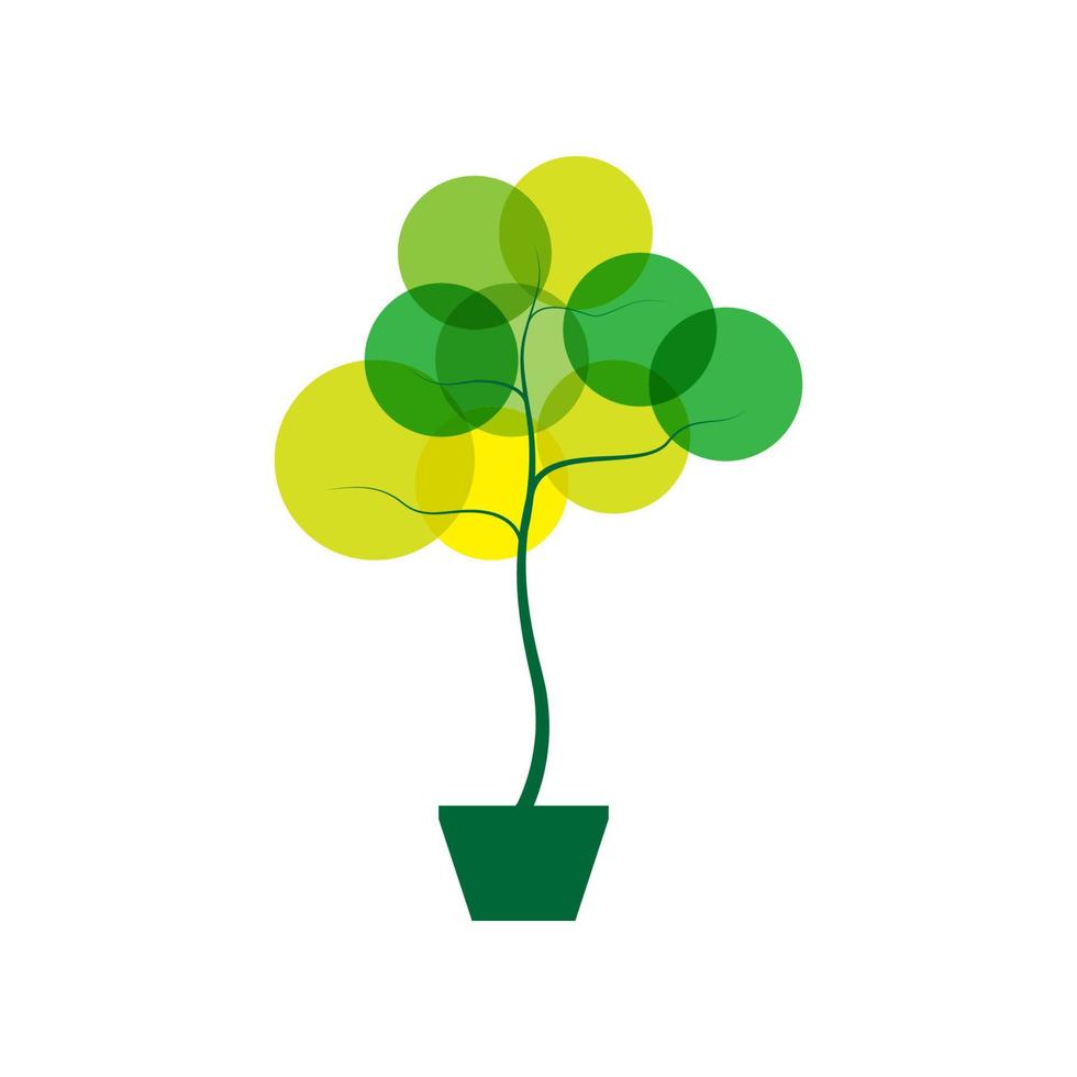 potplant met blad cirkel abstract logo symbool pictogram vector grafisch ontwerp illustratie idee creatief