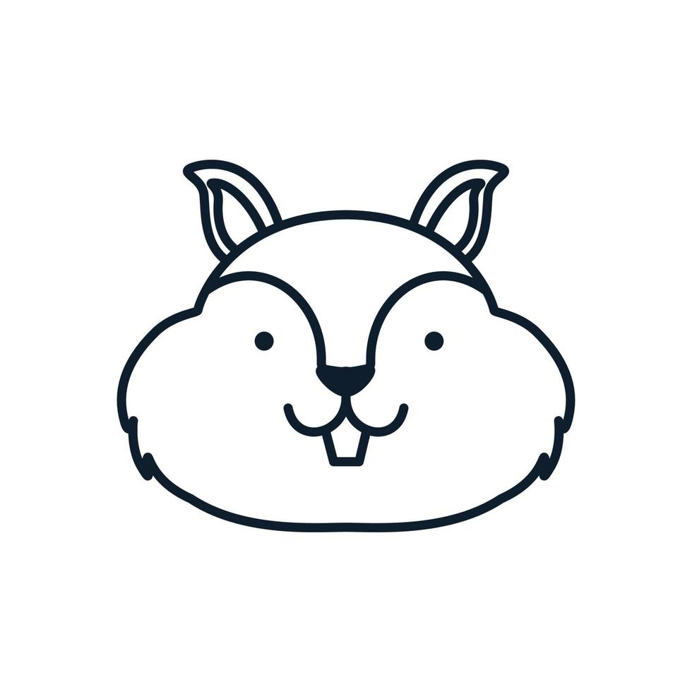 eekhoorn glimlach hoofd gezicht lijn schattig logo vector pictogram illustratie ontwerp