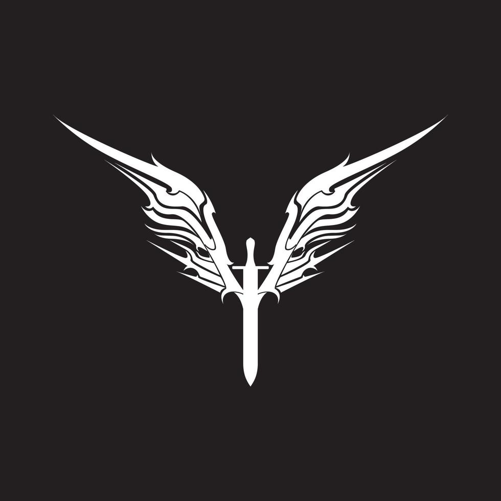 witte vleugels met zwaard logo ontwerp vector grafisch symbool pictogram teken illustratie creatief idee