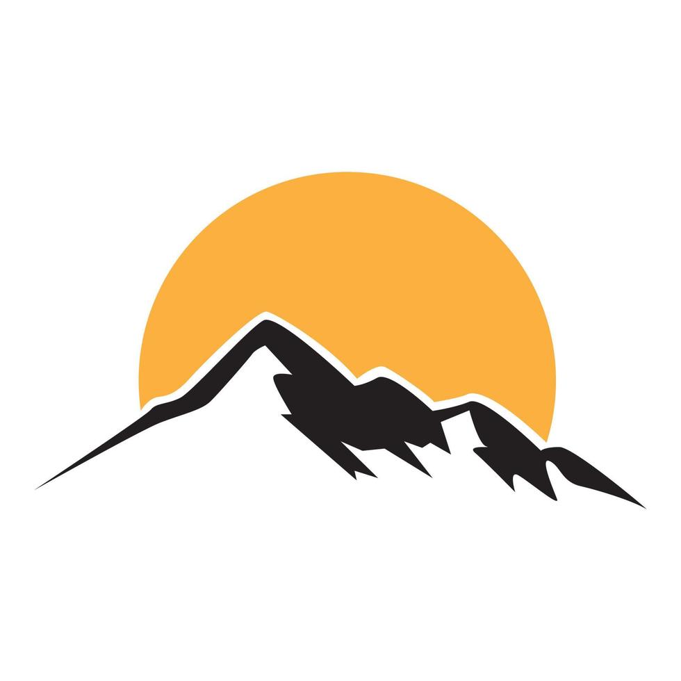 vintage silhouet berg met zonsondergang logo ontwerp vector grafisch symbool pictogram teken illustratie creatief idee