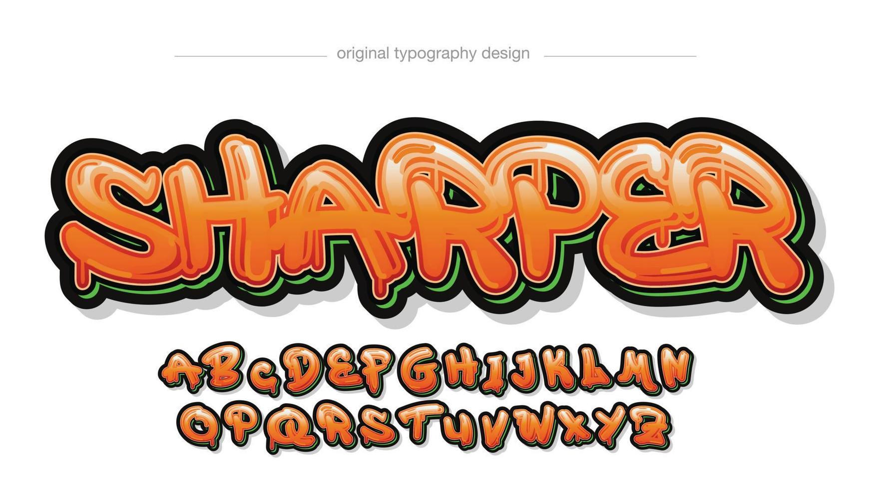 oranje en groene druipende graffiti-typografie vector