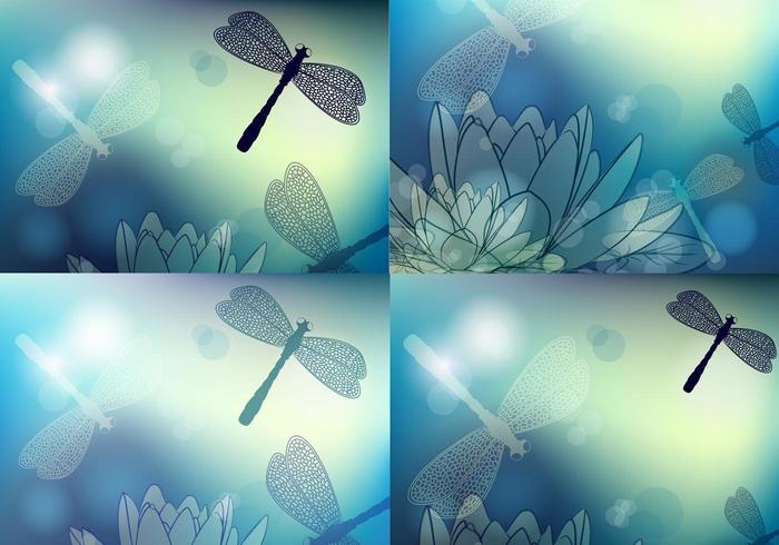 Blauwe dragonfly vector behang pak