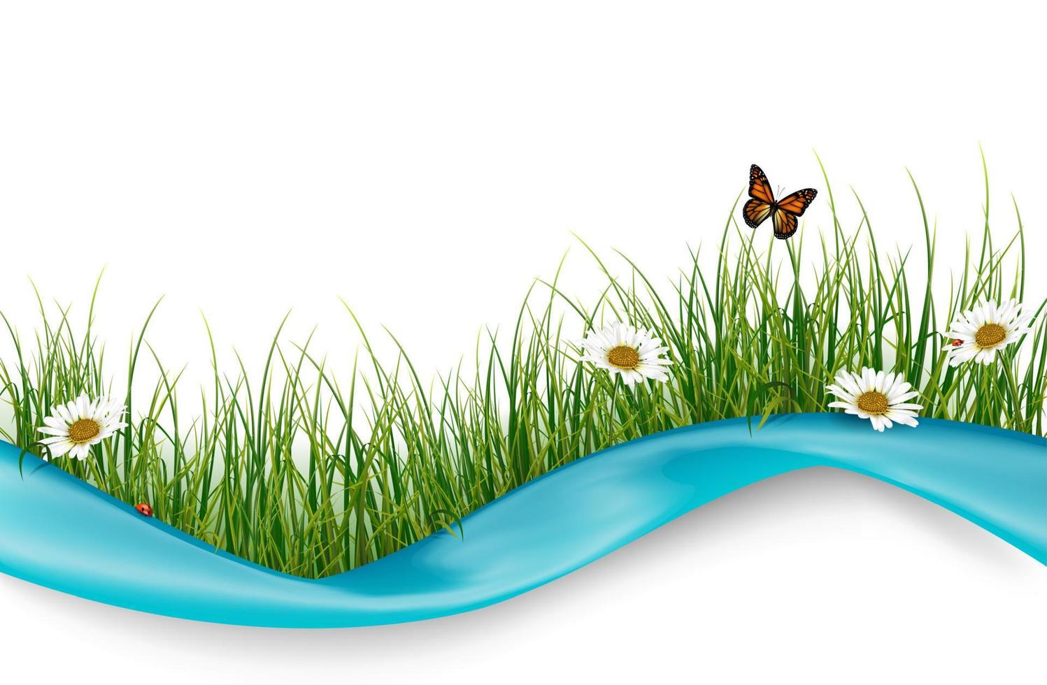 zomer met witte achtergrond met prachtige bloemen en vlinders. vector illustratie