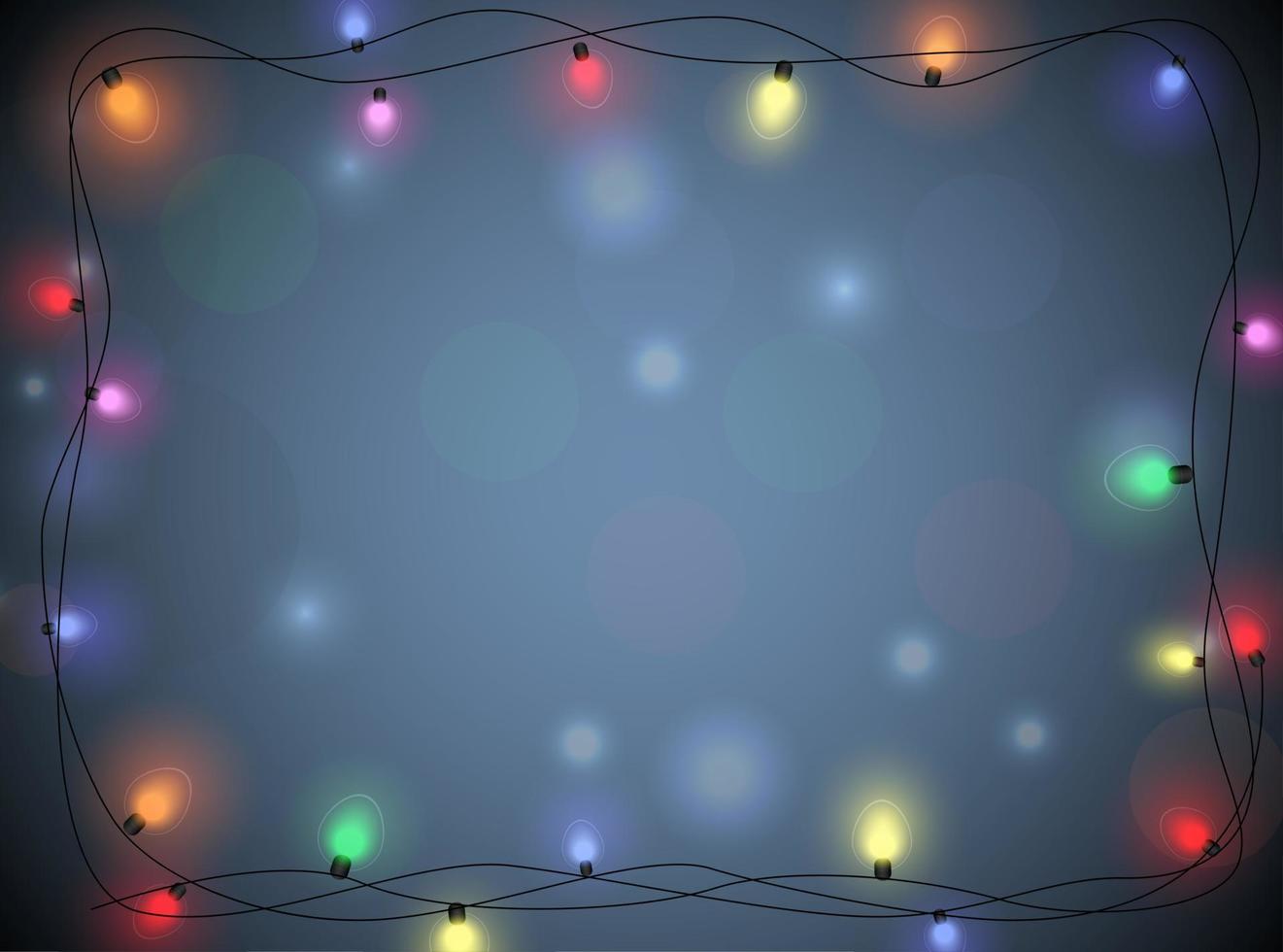 kerstverlichting frame op donkere achtergrond vector