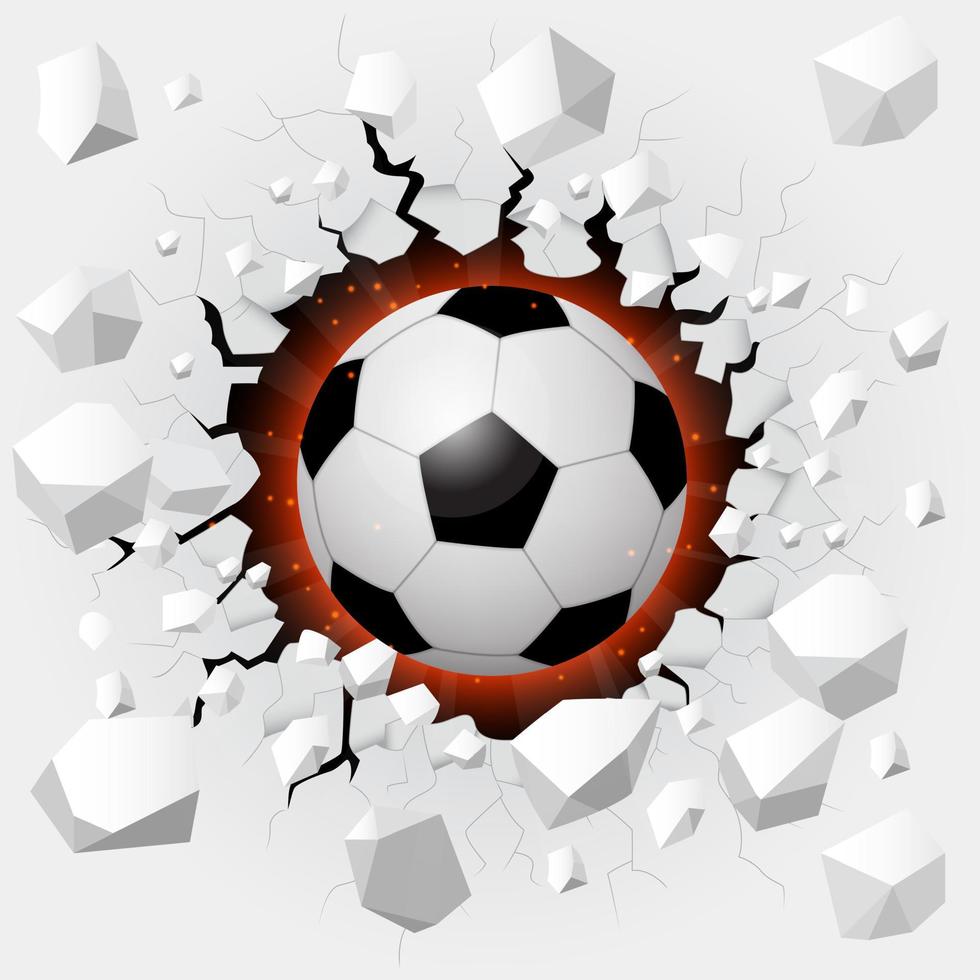 voetbal met gebarsten achtergrond vector