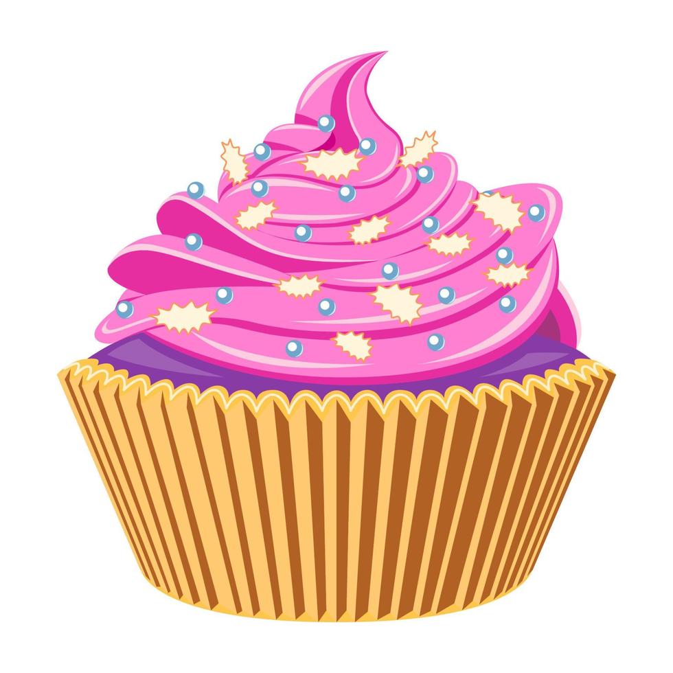cake met roze room realistische cartoon geïsoleerde witte achtergrond vector