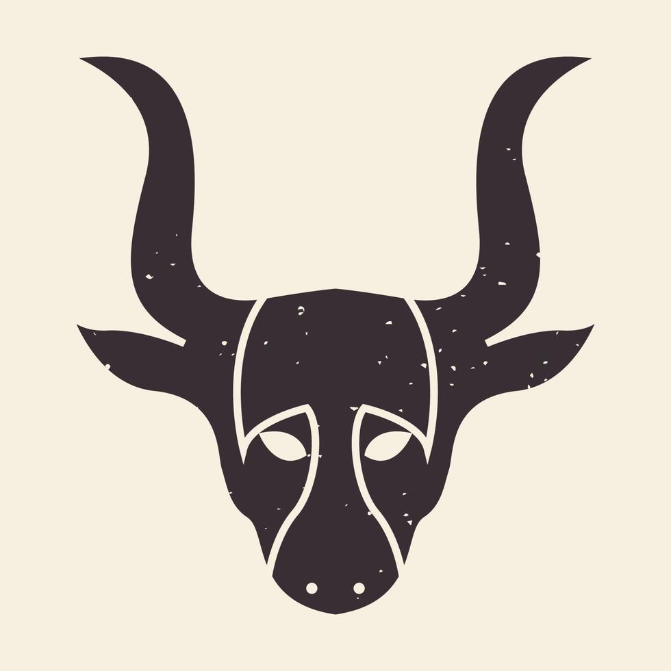 zwart gezicht lang hoorn koe vintage logo ontwerp vector grafisch symbool pictogram teken illustratie creatief idee