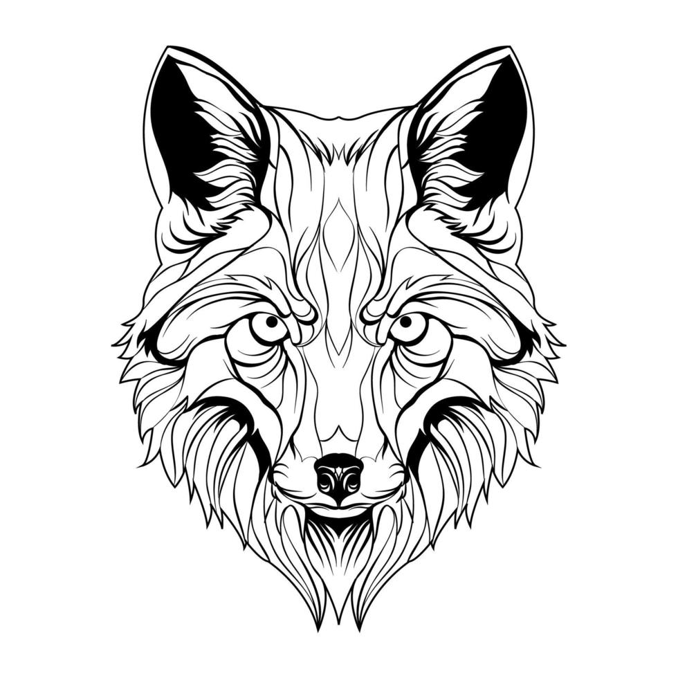 afdruk van lijntekeningen wolf vector