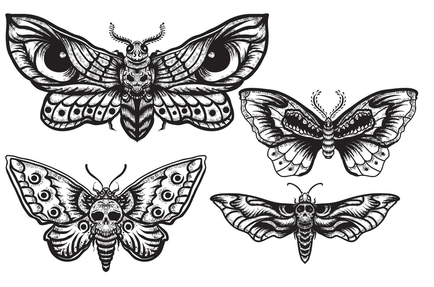 illustratie vector afbeelding van death's hoofd hawk moth met schedel. element van zwarte magie, alchemie, occultisme, vintage graveerstijl, geïsoleerd op een witte achtergrond