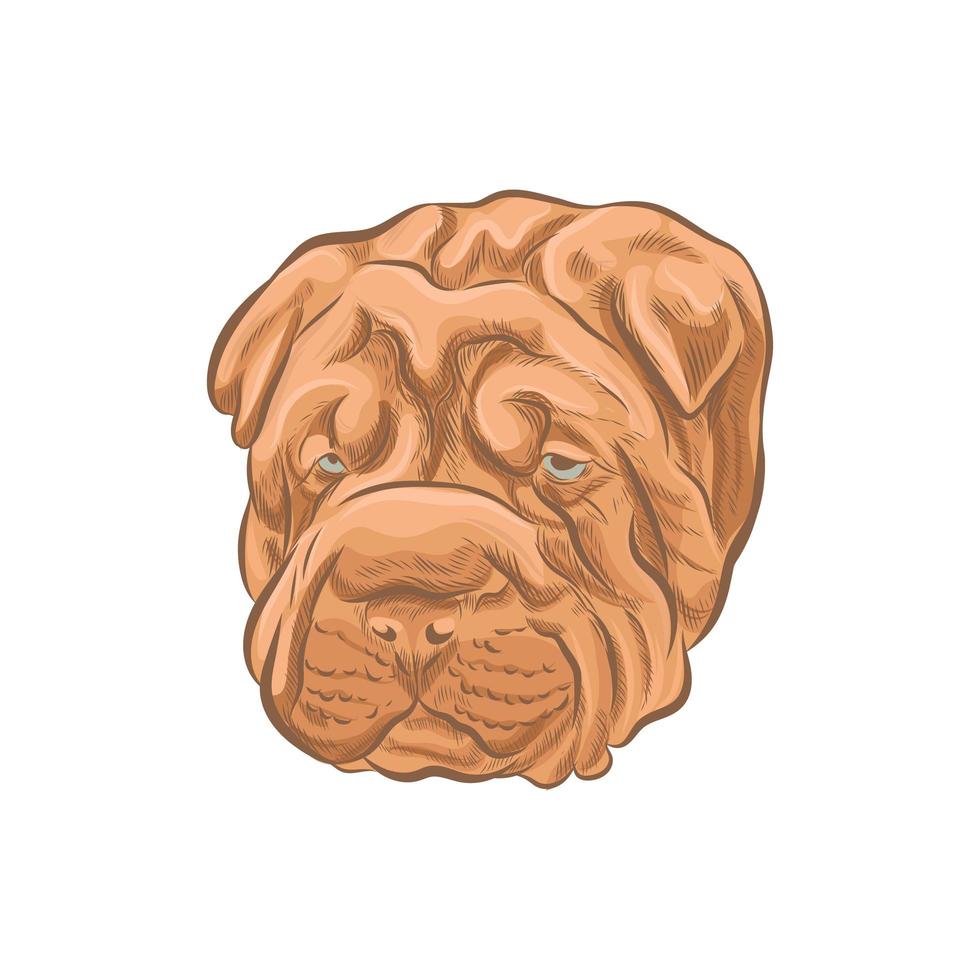 shar pei hond hoofd vector schets.