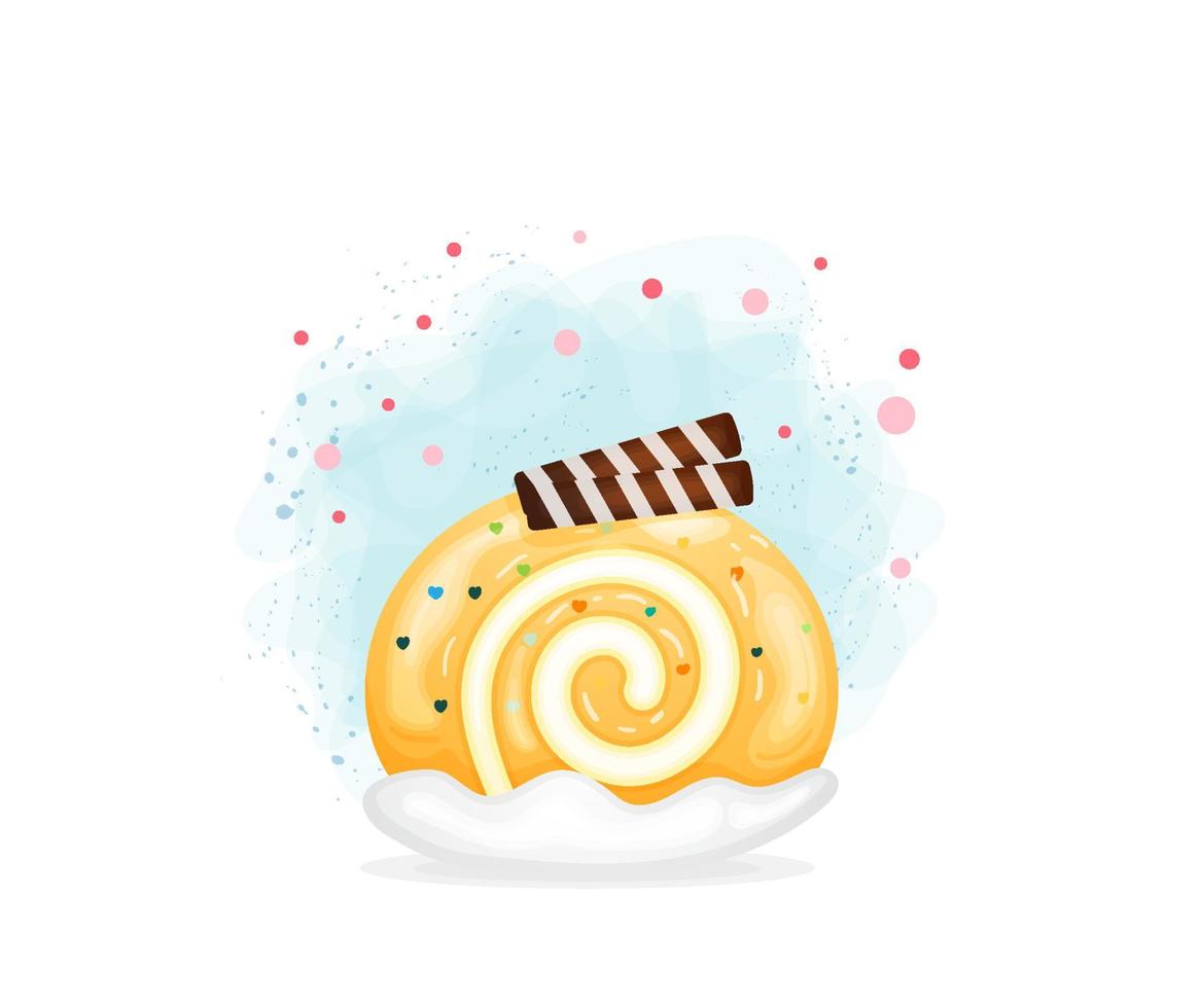 schattig geel biscuitbroodje met in cartoonstijl. zoete dessert collectie vector