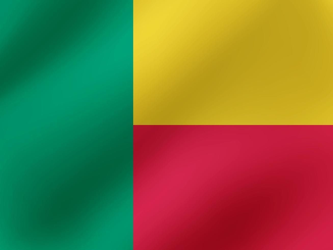 vector realistische golvende illustratie van het ontwerp van de vlag van Benin