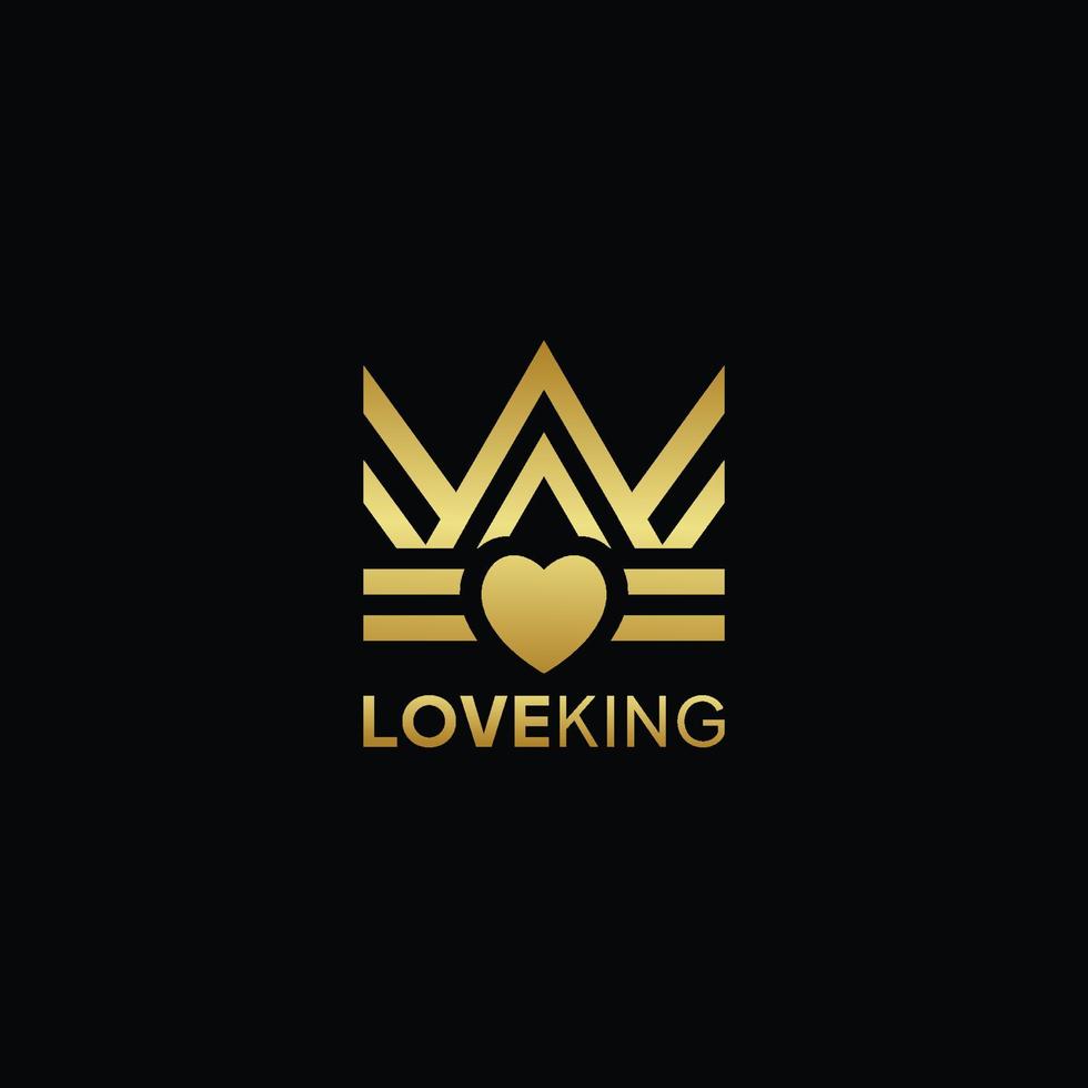 liefde koning logo vector afbeelding, glanzend goud gekleurde luxe illustratie.